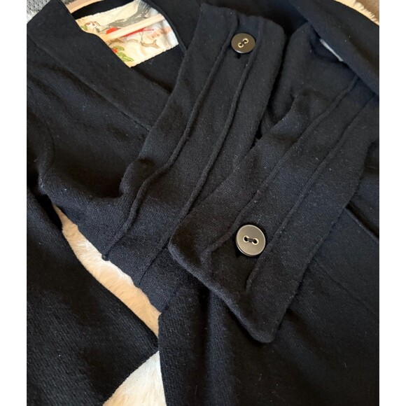 Anthropologie Black Wool Twist Wrap Cardigan S Robin Origami Criss Cross Sweater - Picture 5 of 10